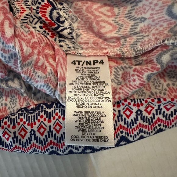 Jordache Girls 4T Blue Denim Overall Dress Knee Length Heart Pattern - Picture 3 of 7